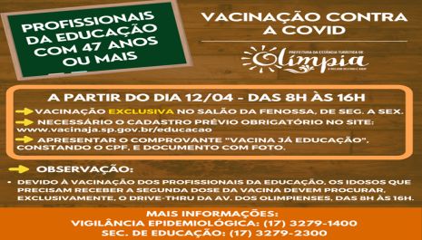 COMUNICADO – VACINAÇÃO PROFISSIONAIS DA EDUCAÇÃO