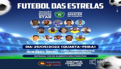 Olímpia receberá partida especial “Futebol das Estrelas” com craques da seleção brasileira master para abertura do Campeonato Amador 2022
