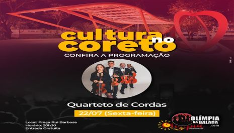 Projeto ‘Cultura no Coreto’ traz apresentação gratuita do espetáculo “Quarteto de Cordas” nesta sexta (22)