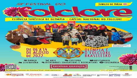 A cultura de todo o Brasil volta a se encontrar em Olímpia em agosto no 58º Festival do Folclore