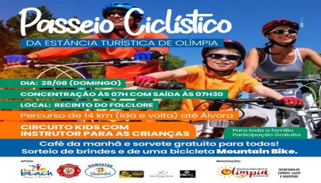 Olímpia realiza primeiro Passeio Ciclístico gratuito para todas as famílias olimpienses