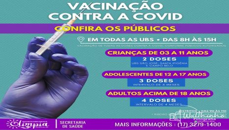 Olímpia amplia vacinação contra a Covid para crianças de 03 e 04 anos a partir desta sexta (30)