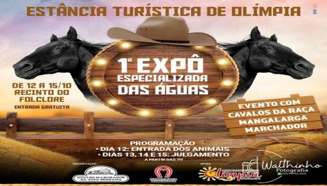 Olímpia recebe 1ª Expô Especializada das Águas com Cavalos da raça Mangalarga Marchador