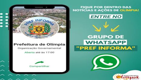 Prefeitura de Olímpia cria grupo de WhatsApp para agilizar envio de notícias e informações aos cidadãos