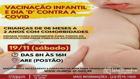 Vacinação contra a Covid é ampliada para crianças a partir de seis meses com comorbidades