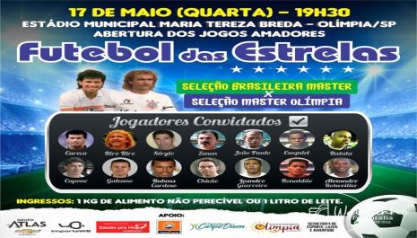 Jogadores Master da Seleção Brasileira e de Olímpia já estão escalados para o 