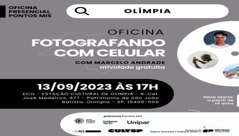 Olímpia recebe nova oficina gratuita de Fotografia do Programa Pontos MIS