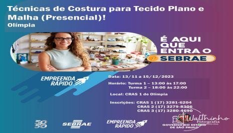 Social abre inscrições gratuitas para Curso de Costura em parceria com o Sebrae