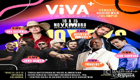 VIVA+ Festival começa nesta sexta-feira em Olímpia com grandes shows de variados estilos