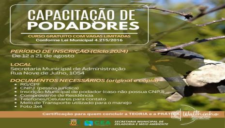 Meio Ambiente abre inscrições para Capacitação de Podadores de Árvores