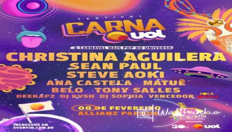 CarnaUOL anuncia lineup internacional com Christina Aguilera, Sean Paul, Steve Aoki e reposiciona marca na sua 10ª edição