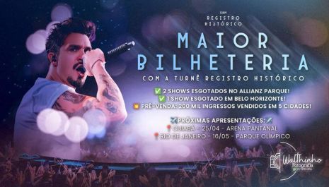 REGISTRO HISTÓRICO, de Luan Santana, se destaca como projeto musical brasileiro de maior bilheteria atualmente
