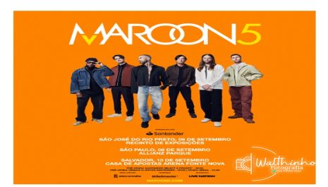 MAROON 5 ANUNCIA NOVAS DATAS DE TURNÊ NA AMÉRICA LATINA  No Brasil, o grupo se apresenta no dia 06 de setembro em São José do Rio Preto
