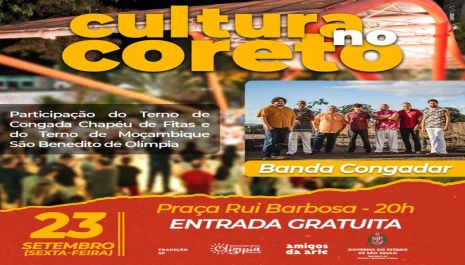 ‘Cultura no Coreto’ apresenta programa Tradição SP com mistura de congada, rock e blues nesta sexta (23)