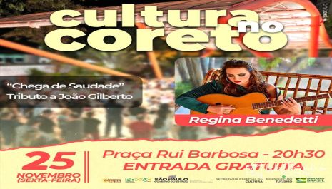 Tributo a João Gilberto será a atração de novembro do ‘Cultura no Coreto’ na próxima sexta-feira (25)